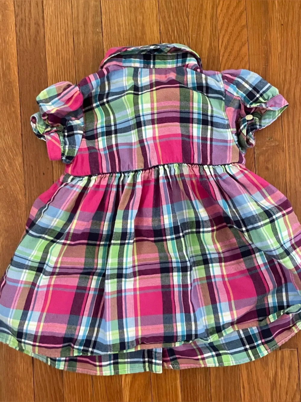 Ralph Lauren Girls Plaid Button-Front Dress in Pink, Green & Blue